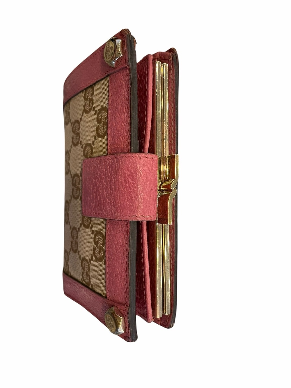 Gucci Beige GG Canvas Wallet with Pink Leather Trim - Picture 7 of 10
